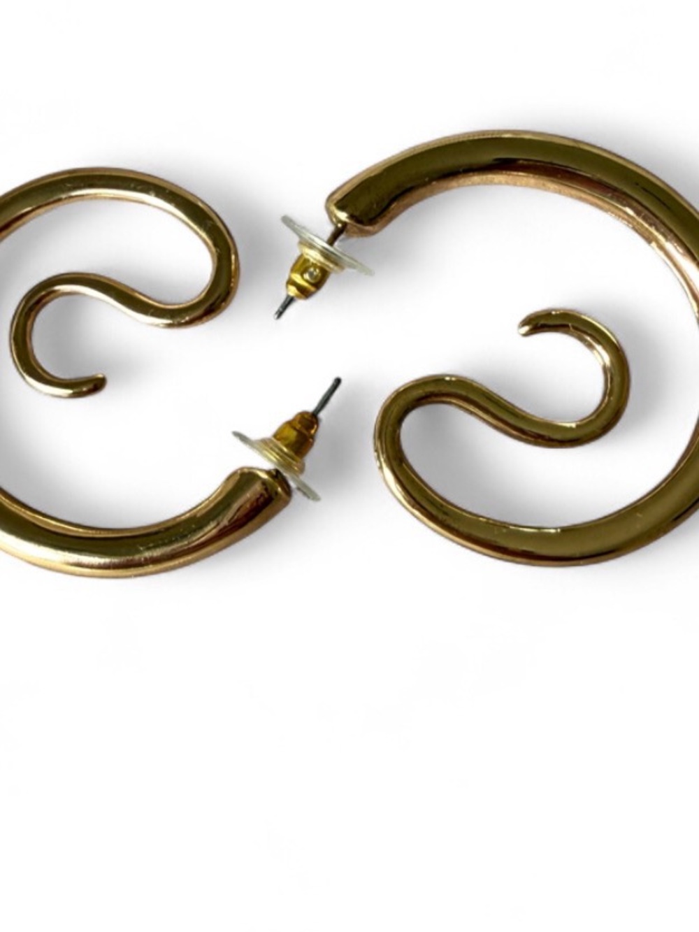 Gold Curved Hoop Earrings - Brand